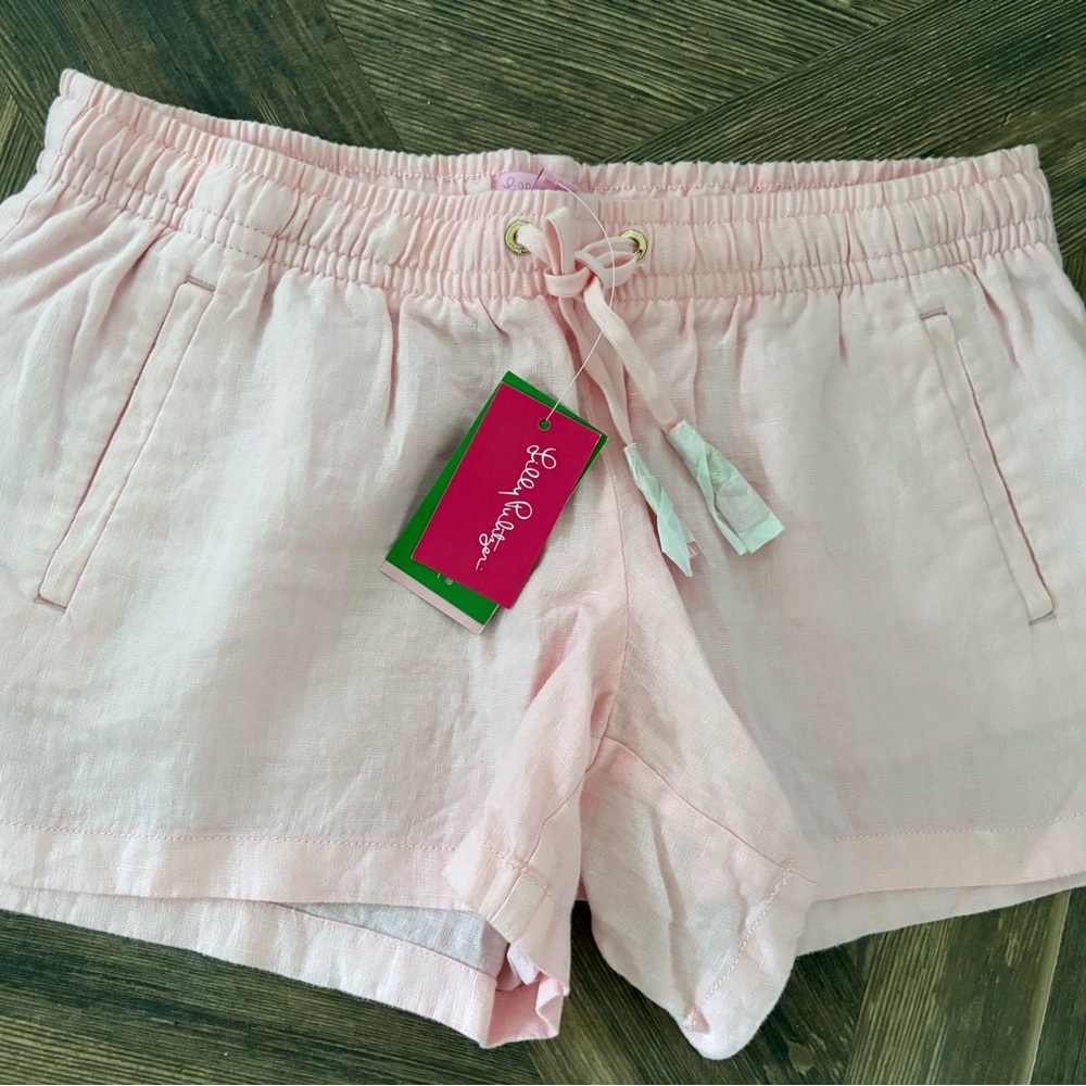 New NWT Lilly Pulitzer Baybreeze Soft Pink Linen Shorts Medium